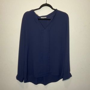 41 Hawthorn Front & Back Pleated Blouse - Navy Blue - XL